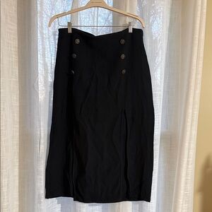 Maeve Anthropologie Elegant Black Buttoned Women's Skirt